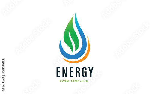Natural Energy Logo with Fire and Water Combination