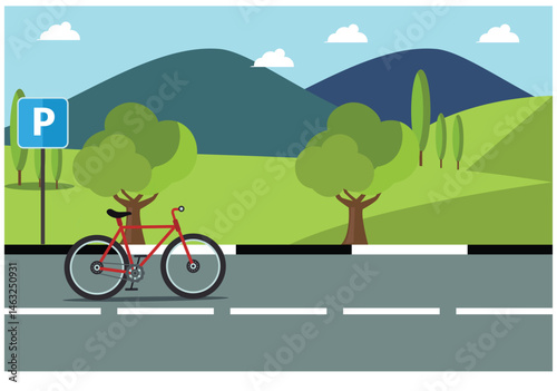 People rides a sports bike on a park road with friend, Vector Illustration	