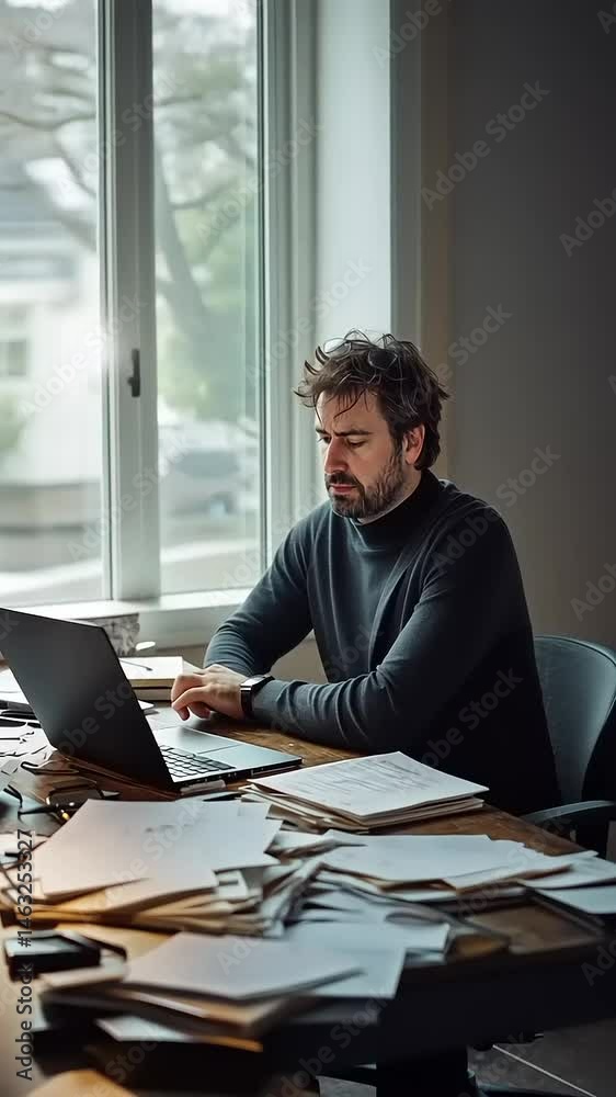 Focused individual working on laptop at desk Focused individual working on laptop at desk