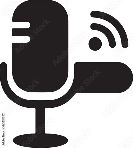Wireless clip mic icon for vloggers, flat design traced