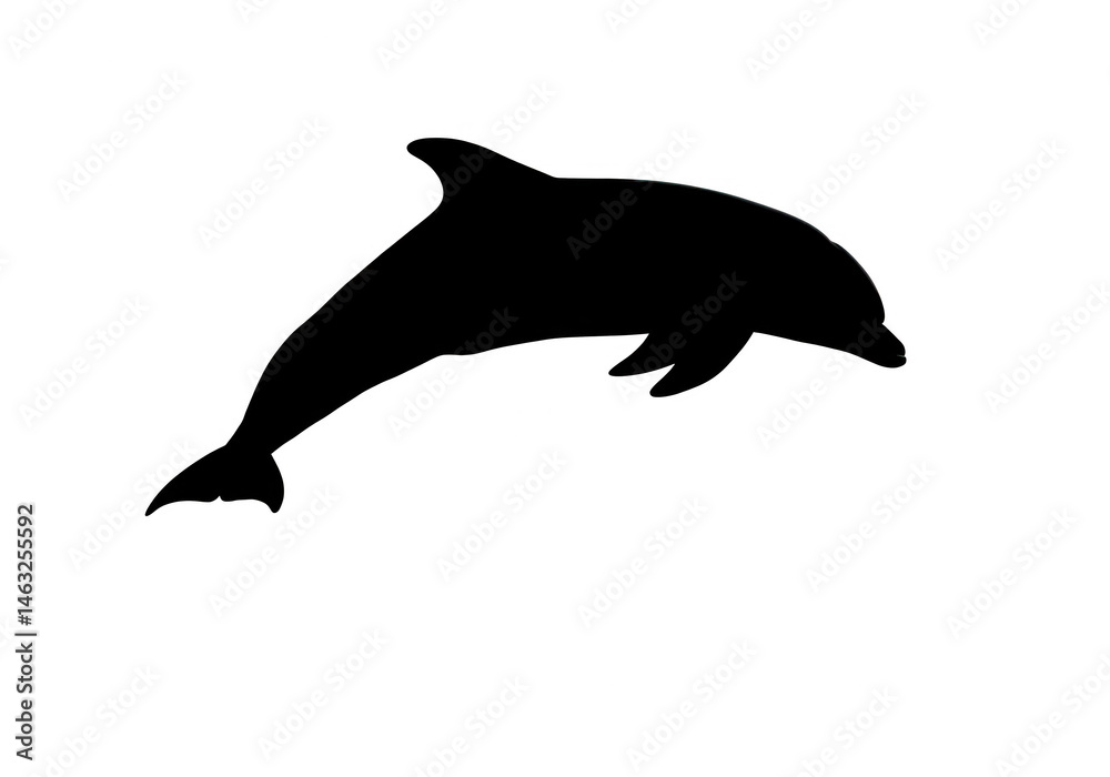 Fototapeta premium Dolphin silhouette jumping isolated on transparent background