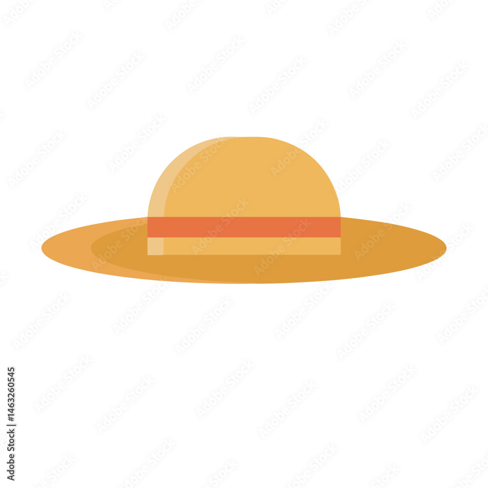 vector illustration of a straw hat. simple design. flat. color vector illustration of a straw hat. simple design. flat. color