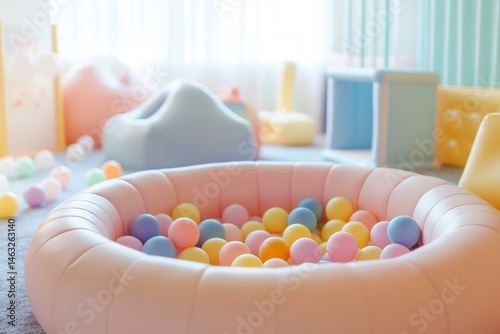 Pastel playground paradise: A whimsical ball pit and soft play area beckons fun