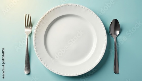 Empty plate with simple cutlery, signifying abstinence , body, cutlery