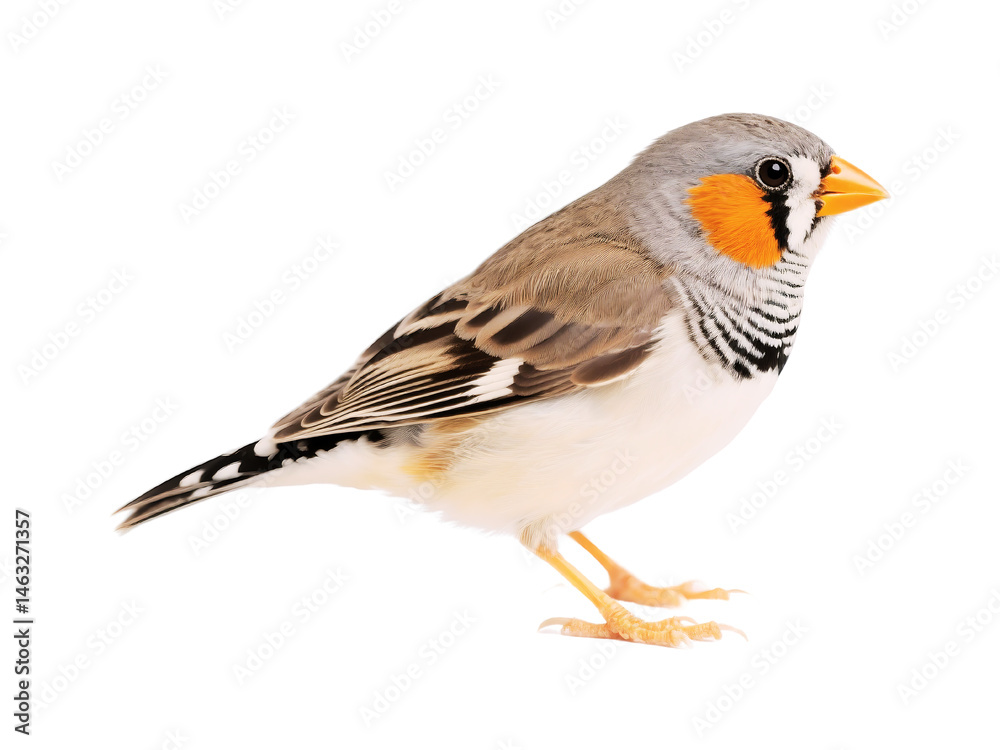 Fototapeta premium Orange cheeked Waxbill Bird Profile on Black Background