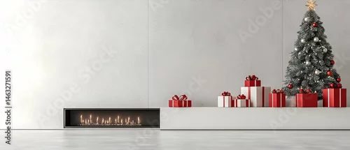 Panel kuchenny z motywem Modern Christmas Decor With Fireplace And Gifts