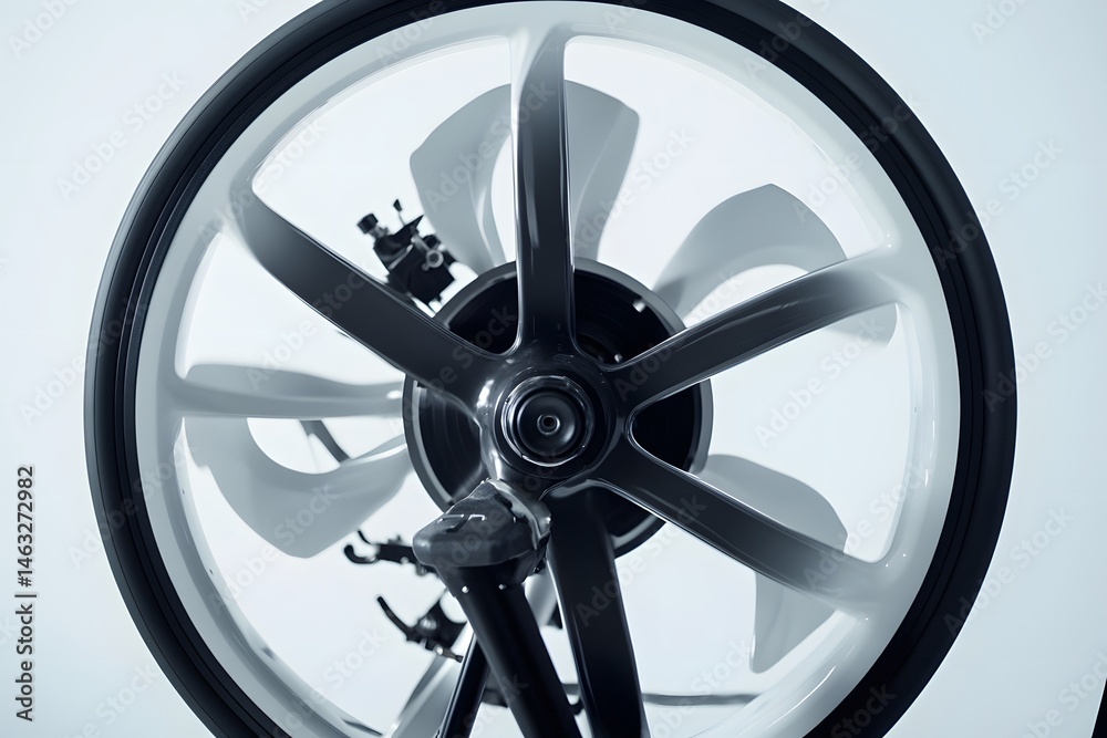 Fototapeta premium Close up view of modern bicycle wheel design showcasing elegant engineering details