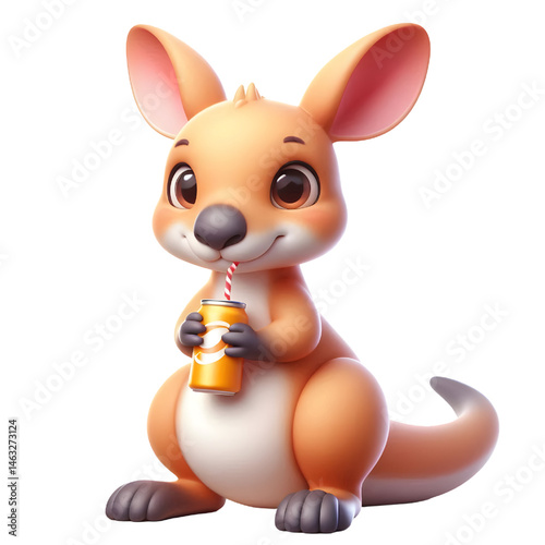 Cute 3d kangaroo isolated on white background