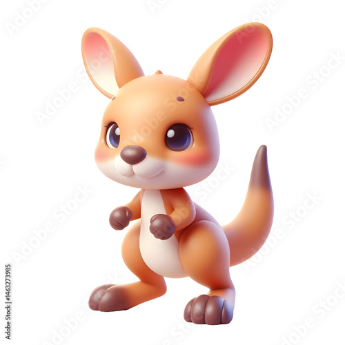 Cute 3d kangaroo isolated on white background