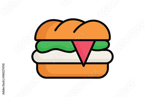 Sandwich icon. colored outline icon style. icon related to common and versatile food item. catering elements vector illustration