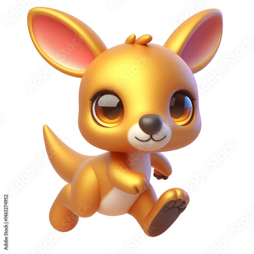 Cute 3d kangaroo isolated on white background