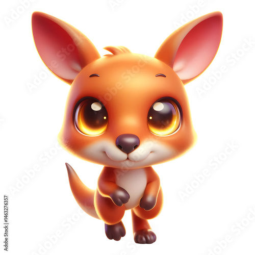 Cute 3d kangaroo isolated on white background