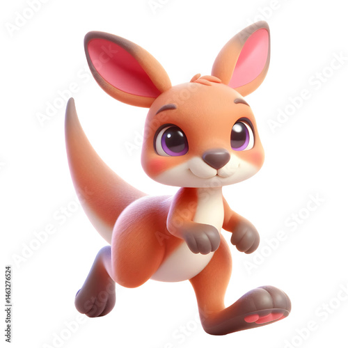 Cute 3d kangaroo isolated on white background