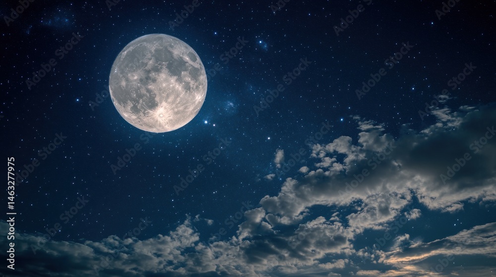 Ethereal moonscape with glowing orb, dark sky and soft cloudscape Ethereal moonscape with glowing orb, dark sky and soft cloudscape