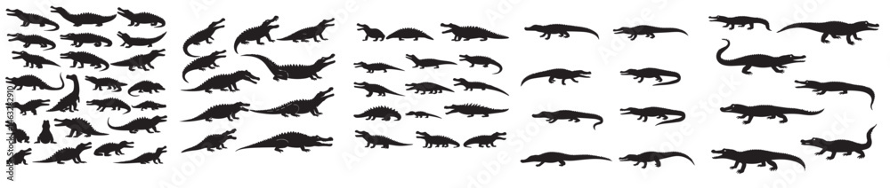 crocodile silhouette vector icon set crocodile silhouette vector icon set