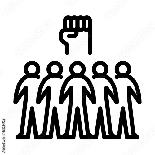 people power outline icon. people movement line art illustration.