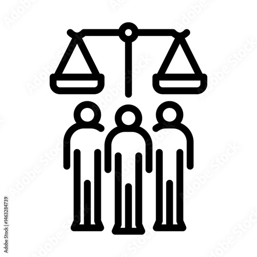 human rights outline icon. people equality line art illustration.