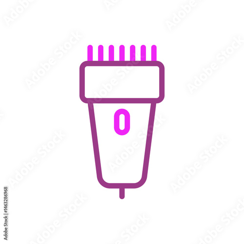 Stylized depiction of a trimmer device with vibrant color accents and contouring
