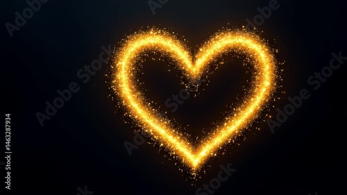 Dazzling Heart Shape Slowly Drawn with Shimmering Light Animation
