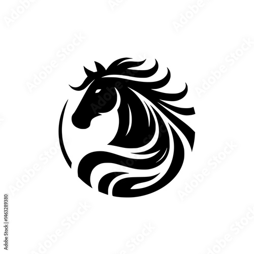 Stylized Horse Head Icon Vector Isolated on White