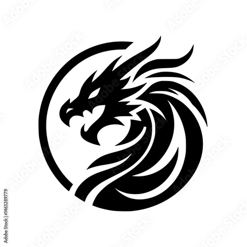 Wallpaper Mural Flat Dragon Head Silhouette Logo Vector Torontodigital.ca