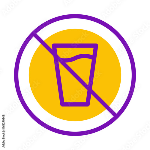 Symbolic restriction against liquid consumption, depicted in vibrant color scheme