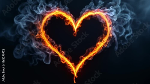 Heart Shape Drawn with Realistic Fire and Smoke Animation

