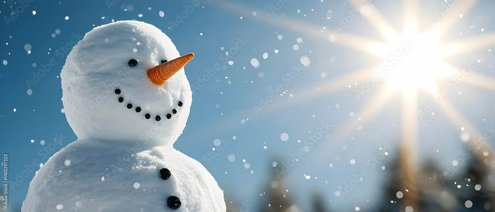 Obraz premium Smiling Snowman In Winter Sun