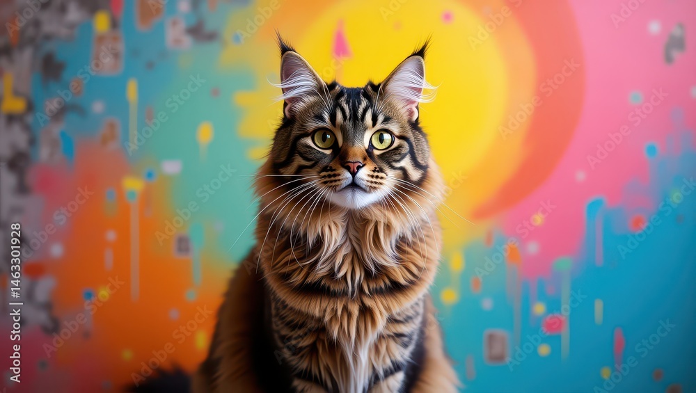 A cat on a background of abstract paints A cat on a background of abstract paints