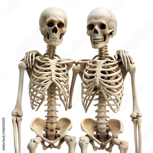 Human skeleton isolated on transparent background.