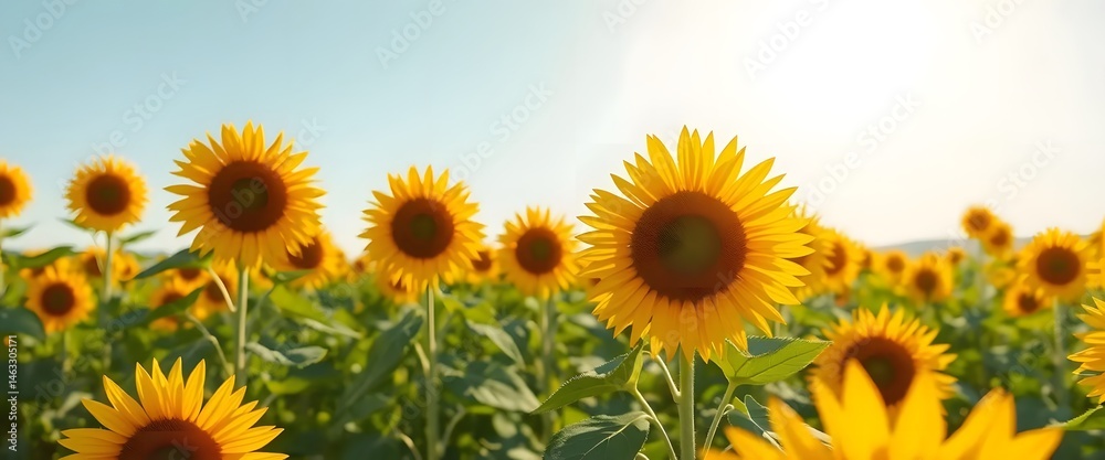 Fototapeta premium 3D Summer Sunflowers summer background