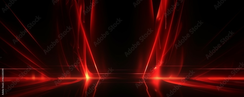 Fototapeta premium Glowing red light beams intersecting dynamically on a dark backdrop abstract background, evoking connectivity, perfect for network and tech-focused visuals
