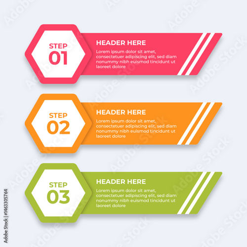 Threestep process with placeholders for text.