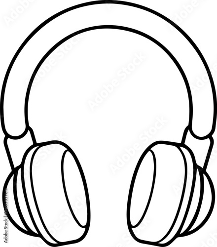headphones outline vector illustration, line art