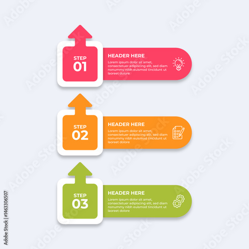 Threestep process with placeholders for text.