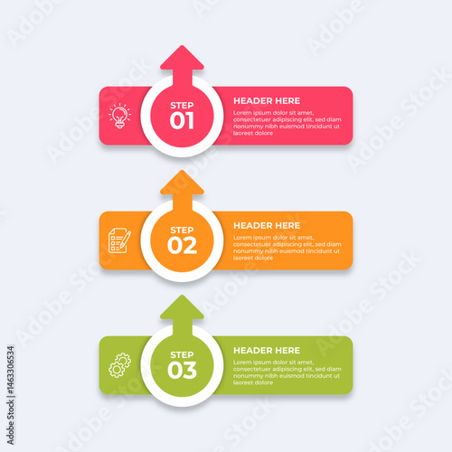 Threestep process with placeholders for text.