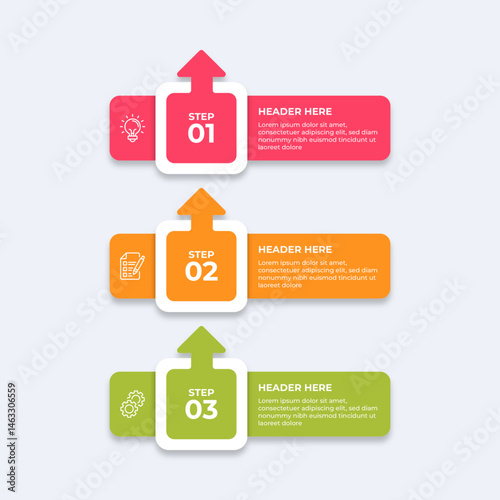 Threestep process with placeholders for text.