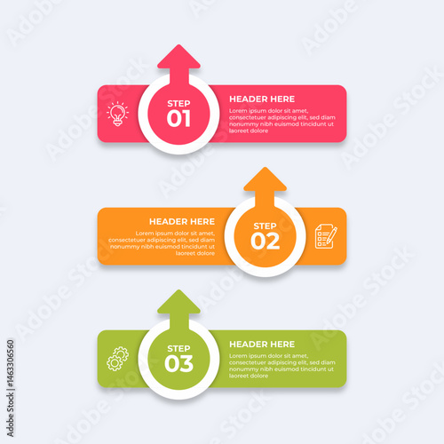 Threestep process with placeholders for text.