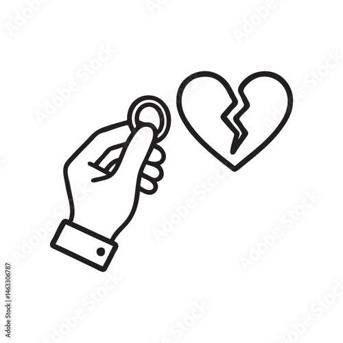 hand holding ring and broken heart