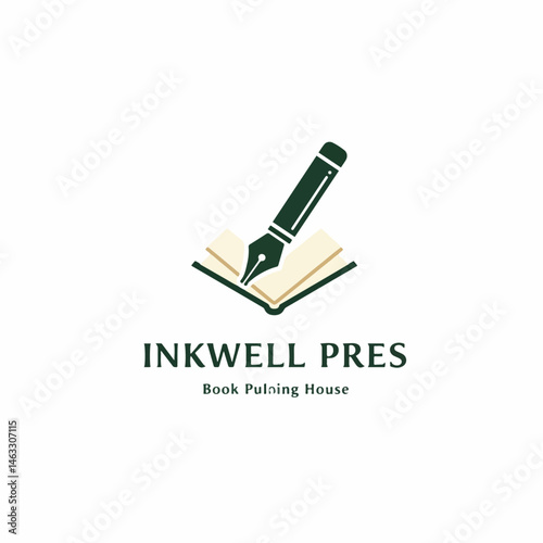 Inkwell Press Symbol: A minimalist yet elegant logo featuring an open book and a classic pen, conveying the essence of literature and publishing.