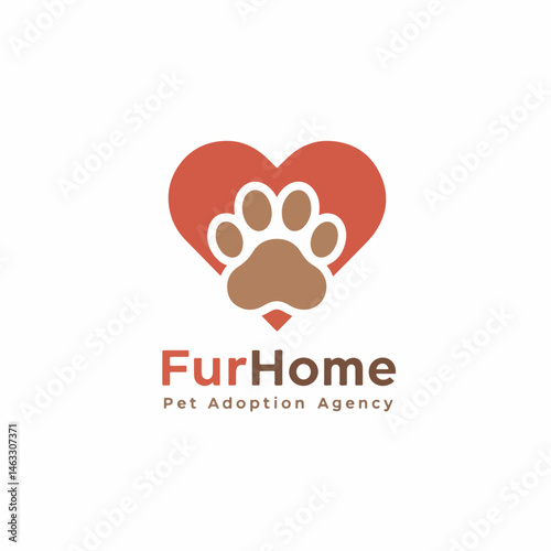 FureHome Pet Adoption: The image of heart and paw logo for pet adoption. Designed for pet adoption agencies, shelters, or related businesses. Capturing the love and care essence. 
