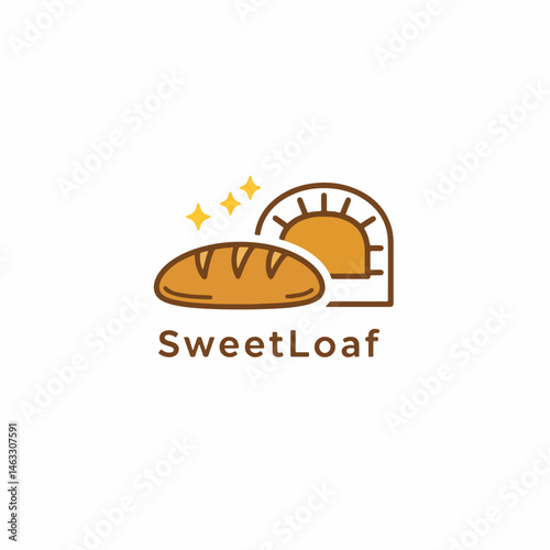 SweetLoaf bakery logo showcasing a loaf of bread next to a traditional brick oven.
