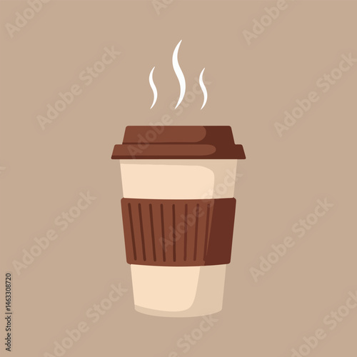 Disposable Coffee Cup with Steam Illustration.
