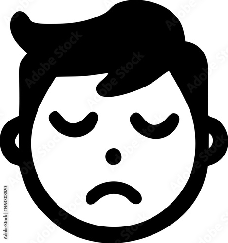 Sad boy face emoticon digital art graphic design element perfect for your project