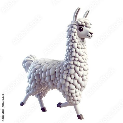 Cute 3D llama isolated on white background