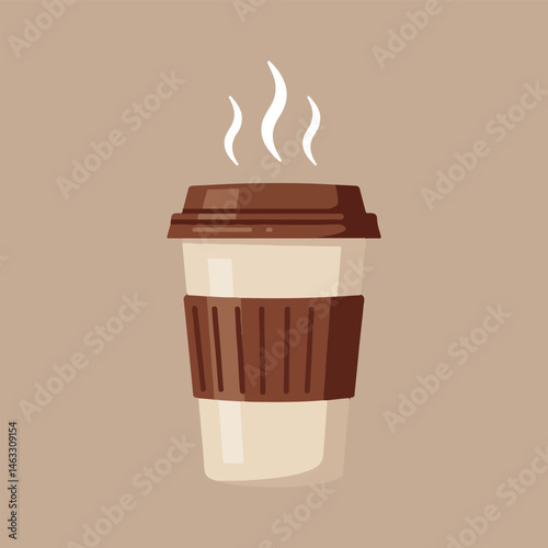 Disposable Coffee Cup with Steam Illustration.
