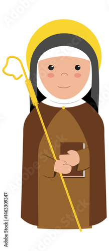 Saint Agnes of Assisi Cute Illustration