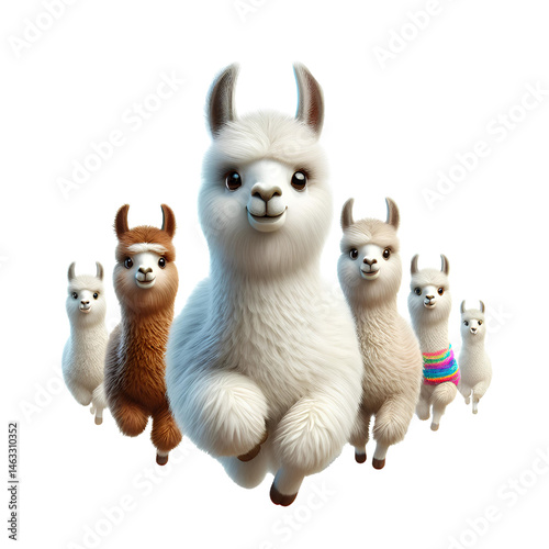 Cute 3D llama isolated on white background