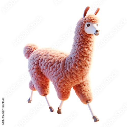 Cute 3D llama isolated on white background