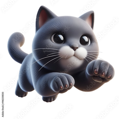 Cute 3D cat isolated on white background